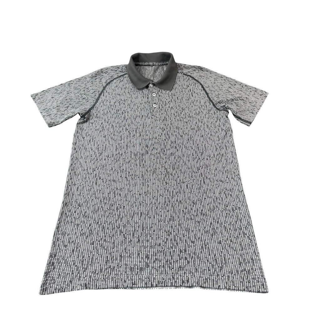 Lululemon Gray Checked Performance Men's Polo Shirt Size Small